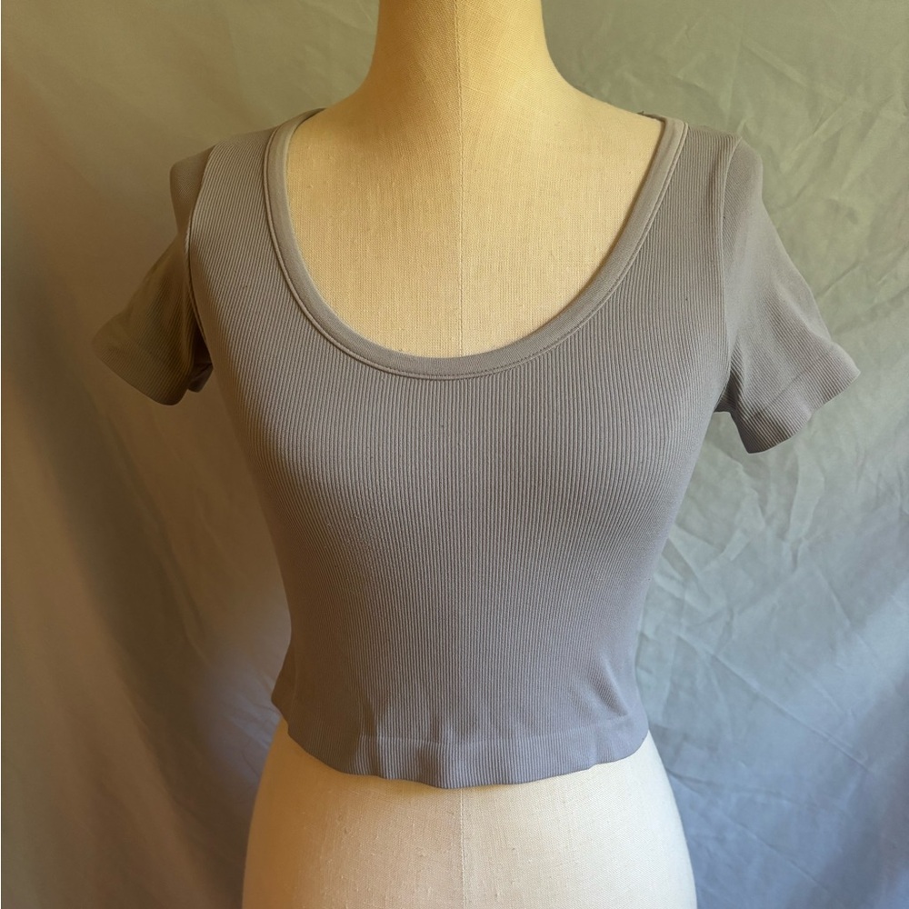 Garage Gray Ribbed Crop Top
